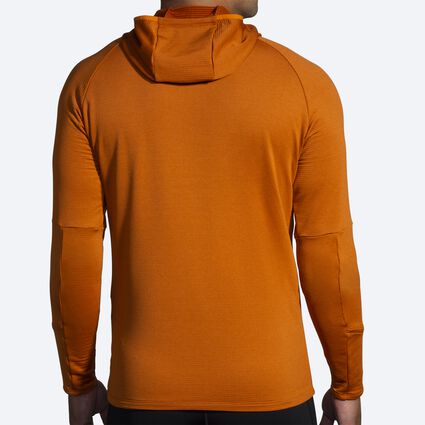 Model (back) view of Brooks Notch Thermal Hoodie 2.0 for men