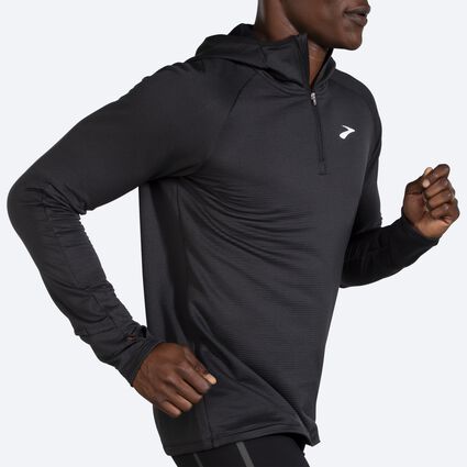 Movement angle (treadmill) view of Brooks Notch Thermal Hoodie 2.0 for men