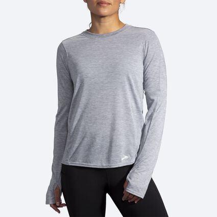 Model angle (relaxed) view of Brooks Distance Long Sleeve for women