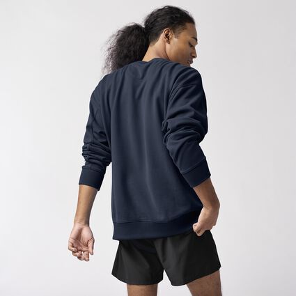Model (back) view of Brooks The Crew Sweatshirt for unisex