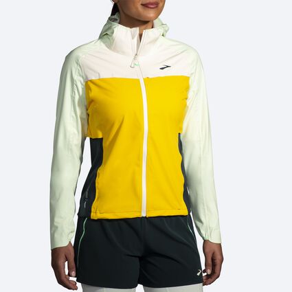 Model (front) view of Brooks High Point Waterproof Jacket for women