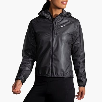 Model angle (relaxed) view of Brooks All Altitude Jacket for women