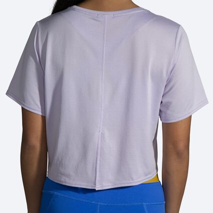 Model (back) view of Brooks Run Within Crop Tee for women
