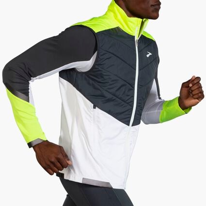 Movement angle (treadmill) view of Brooks Run Visible Insulated Vest for men