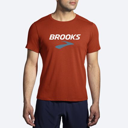 Vista del modelo (frontal) Brooks Distance Short Sleeve 2.0 para hombre