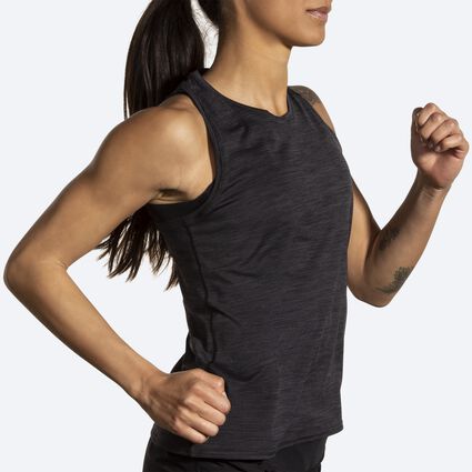 Movement angle (treadmill) view of Brooks Luxe Tank for women