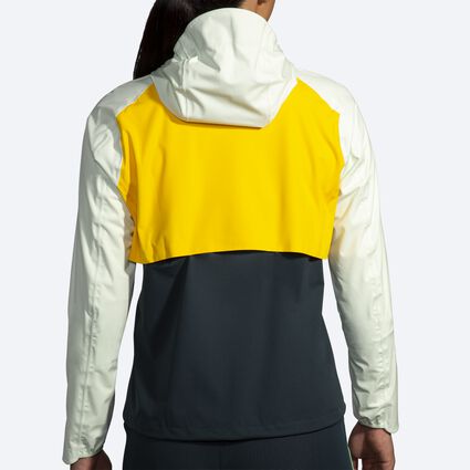 Model (back) view of Brooks High Point Waterproof Jacket for women