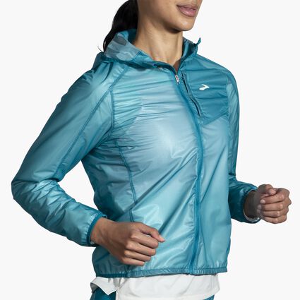 Movement angle (treadmill) view of Brooks All Altitude Jacket for dames
