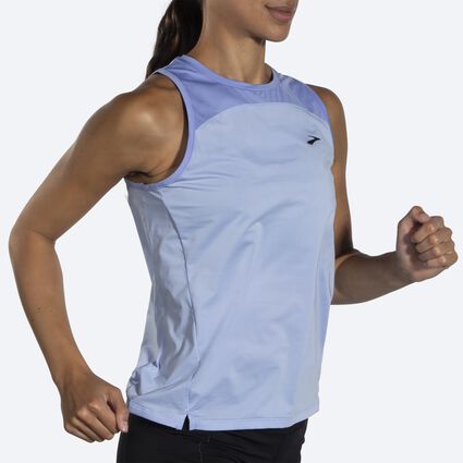 Movement angle (treadmill) view of Brooks Sprint Free Tank 2.0 for women