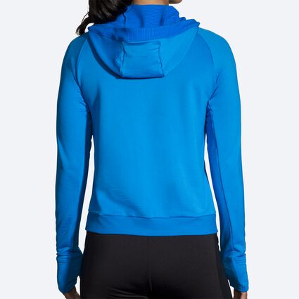 Model (back) view of Brooks Notch Thermal Hoodie for women