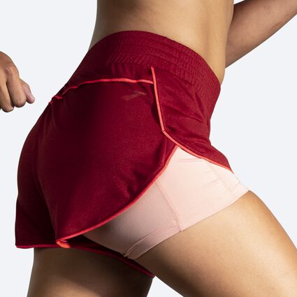 Movement angle (treadmill) view of Brooks Rep 3" 2-in-1 Short for women