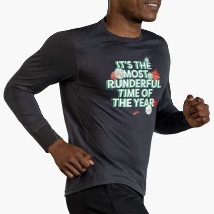 Movement angle (treadmill) view of Brooks Run Merry Run Distance Graphic Long Sleeve for men