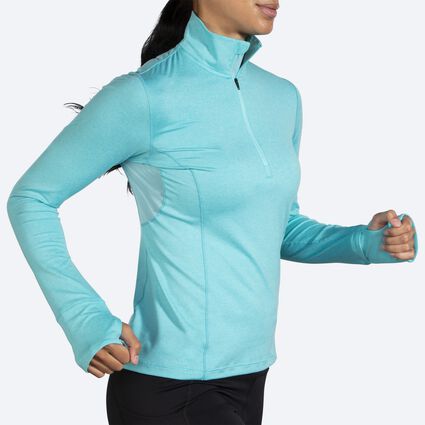 Movement angle (treadmill) view of Brooks Dash 1/2 Zip for women