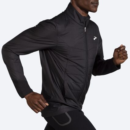 Movement angle (treadmill) view of Brooks Shield Hybrid Jacket 2.0 for men