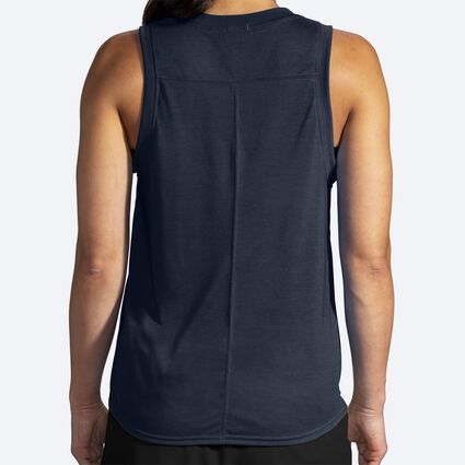 Model (back) view of Brooks BLG Distance Graphic Tank for women