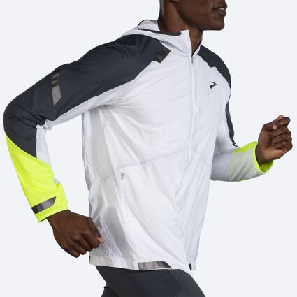 Movement angle (treadmill) view of Brooks Run Visible Convertible Jacket for men