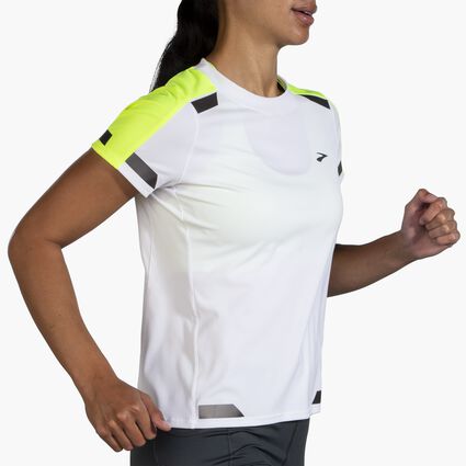 Movement angle (treadmill) view of Brooks Run Visible Short Sleeve for women