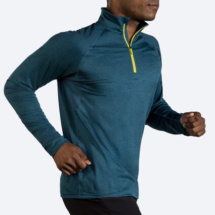 Movement angle (treadmill) view of Brooks Dash 1/2 Zip for men