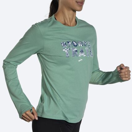 Movement angle (treadmill) view of Brooks Distance Long Sleeve 2.0 for women