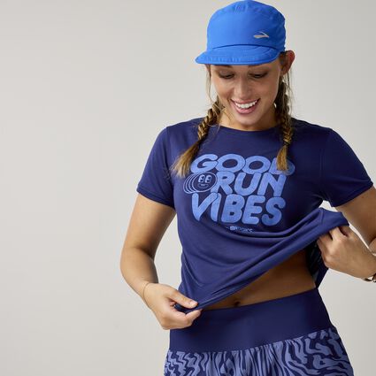 Vue angulaire du mouvement (sur tapis de course) Brooks Distance Short Sleeve 3.0 pour femmes