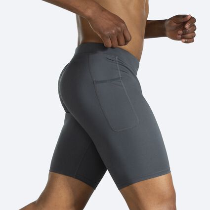 Movement angle (treadmill) view of Brooks Source 9" Short Tight for men