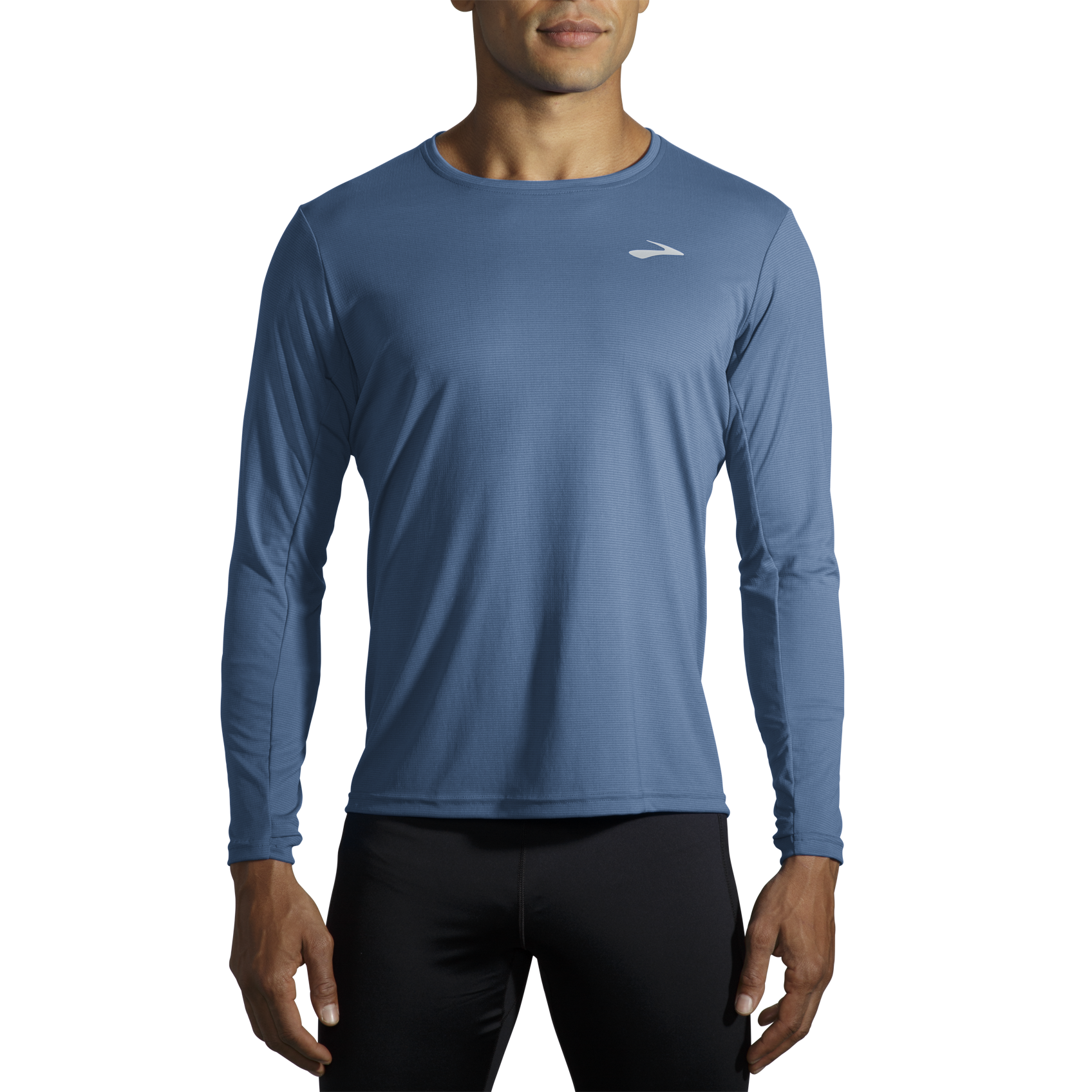 Higher State Mens Crew Neck Long Sleeve Running Top Blue Sports Breathable 