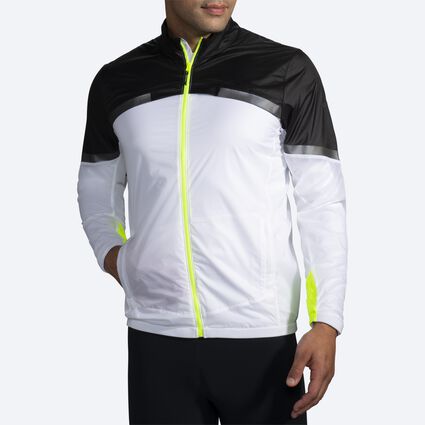 Model angle (relaxed) view of Brooks Carbonite Jacket for men