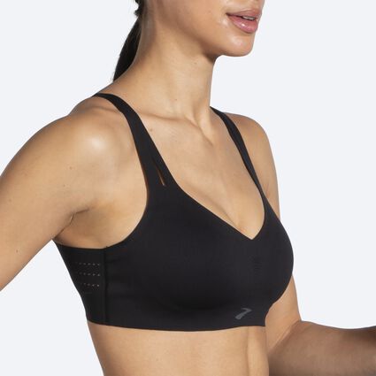 Movement angle (treadmill) view of Brooks Strappy Sports Bra for women