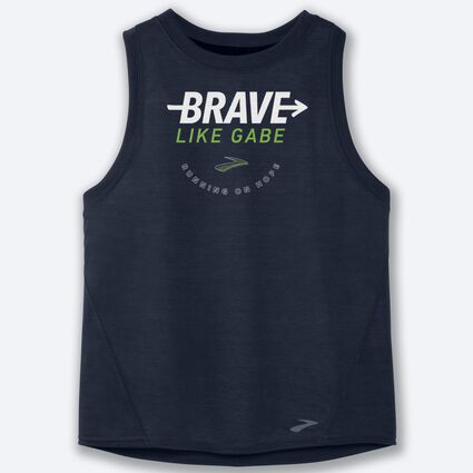 Laydown (front) view of Brooks BLG Distance Graphic Tank for women