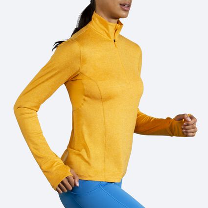 Movement angle (treadmill) view of Brooks Dash 1/2 Zip for women