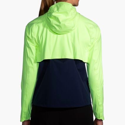 Model (back) view of Brooks High Point Waterproof Jacket for women