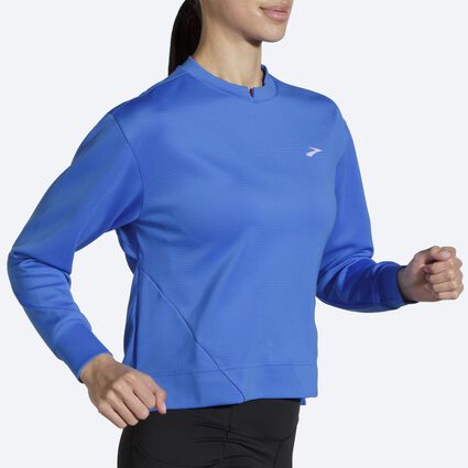 Movement angle (treadmill) view of Brooks Run Within Sweatshirt for women