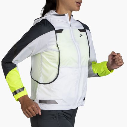 Movement angle (treadmill) view of Brooks Run Visible Convertible Jacket for women