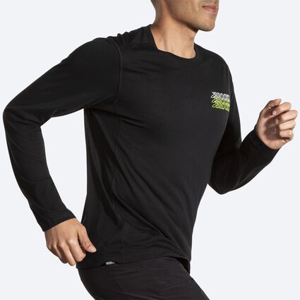 Movement angle (treadmill) view of Brooks Distance Long Sleeve 3.0 for men