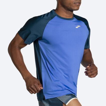 Movement angle (treadmill) view of Brooks Run Within Short Sleeve for men