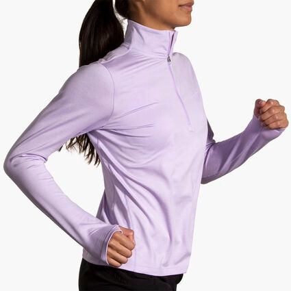 Movement angle (treadmill) view of Brooks Dash 1/2 Zip 2.0 for women