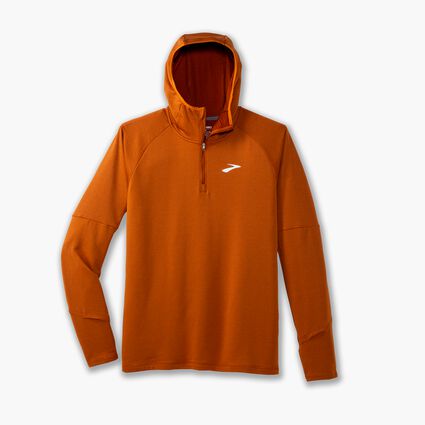Laydown (front) view of Brooks Notch Thermal Hoodie 2.0 for men