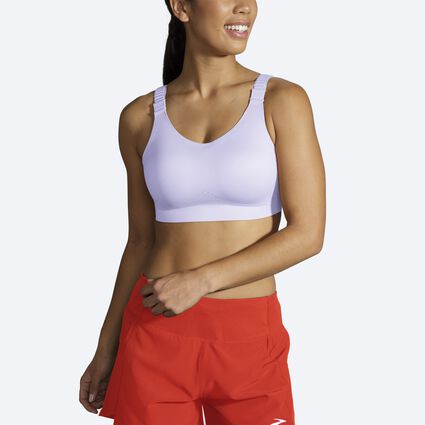 Model angle (relaxed) view of Brooks Scoopback 2.0 Sports Bra for women