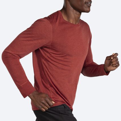 Movement angle (treadmill) view of Brooks Distance Long Sleeve for men