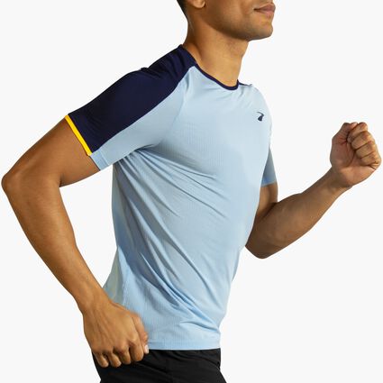 Movement angle (treadmill) view of Brooks Atmosphere Short Sleeve for men