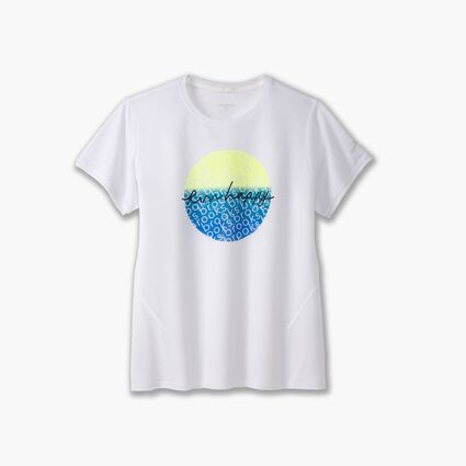 Vue couchée (avant) de Brooks Distance Short Sleeve 3.0 pour femmes