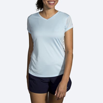 Model angle (relaxed) view of Brooks Stealth Short Sleeve for women