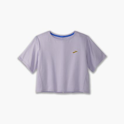 Laydown (front) view of Brooks Run Within Crop Tee for women
