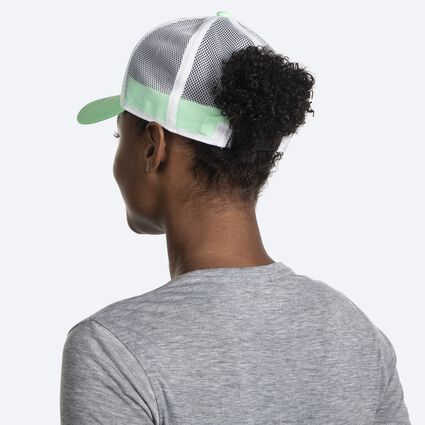 Model (back) view of Brooks Surge Trucker Hat for unisex