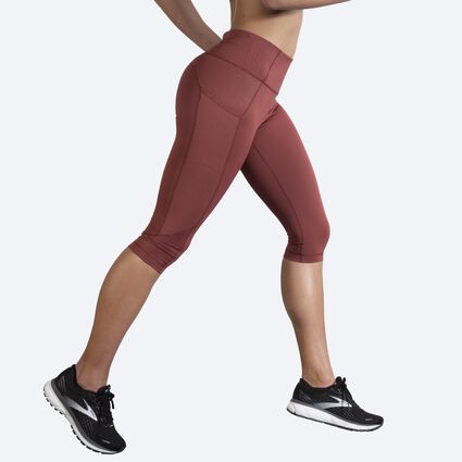 Movement angle (treadmill) view of Brooks Method 1/2 Crop Tight for women