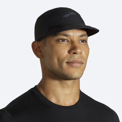 Model (front) view of Brooks Lightweight Packable Hat for unisex
