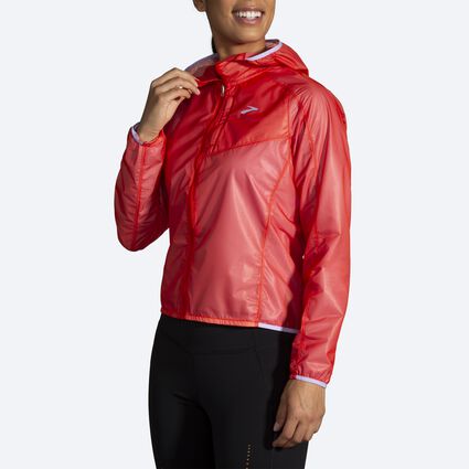 Model angle (relaxed) view of Brooks All Altitude Jacket for women