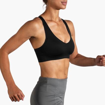 Movement angle (treadmill) view of Brooks Dare V Neck Run Bra for null
