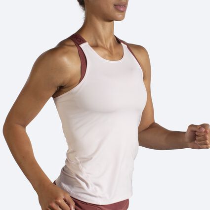 Movement angle (treadmill) view of Brooks Pick-Up Tank for women