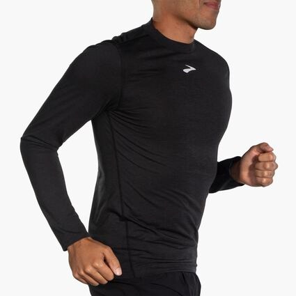 Movement angle (treadmill) view of Brooks High Point Long Sleeve for men